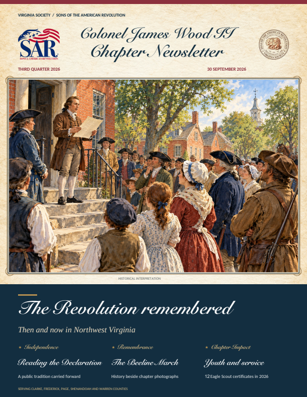 Cover of the Colonel James Wood II Chapter newsletter, third quarter 2026
